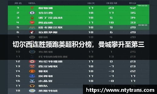 切尔西连胜领跑英超积分榜，曼城攀升至第三